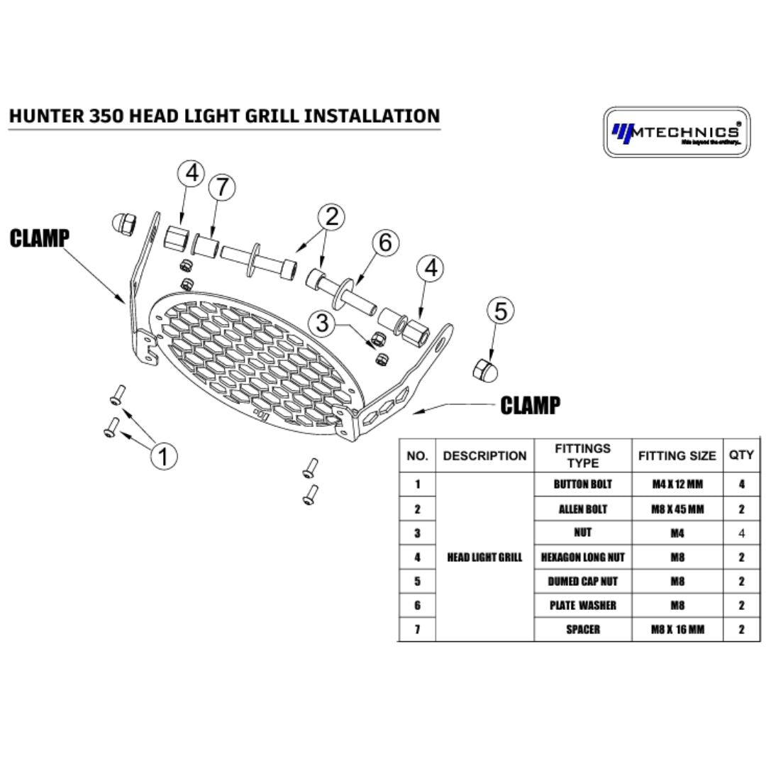 hunter headlight grill fitting