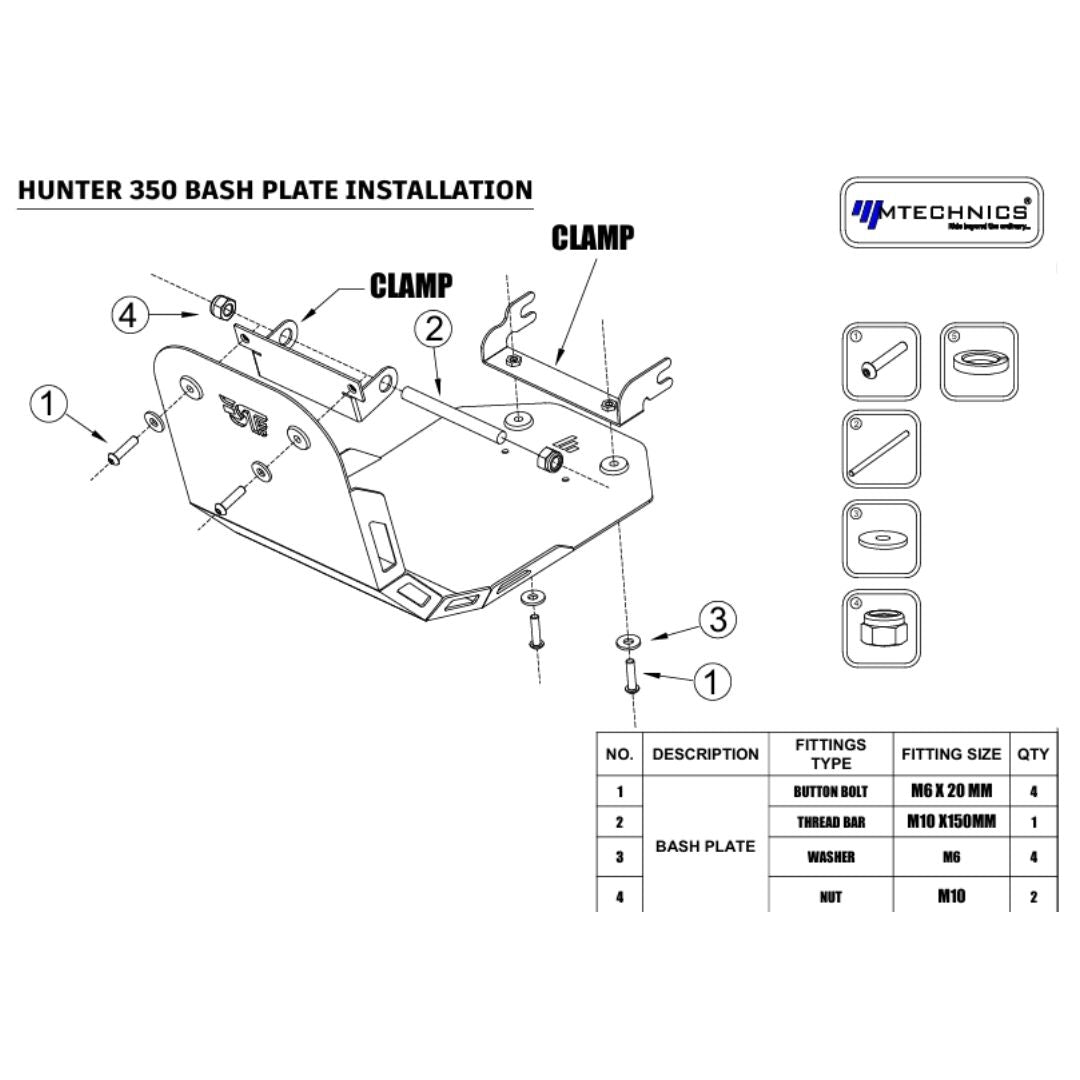 hunter 350 bash plate 