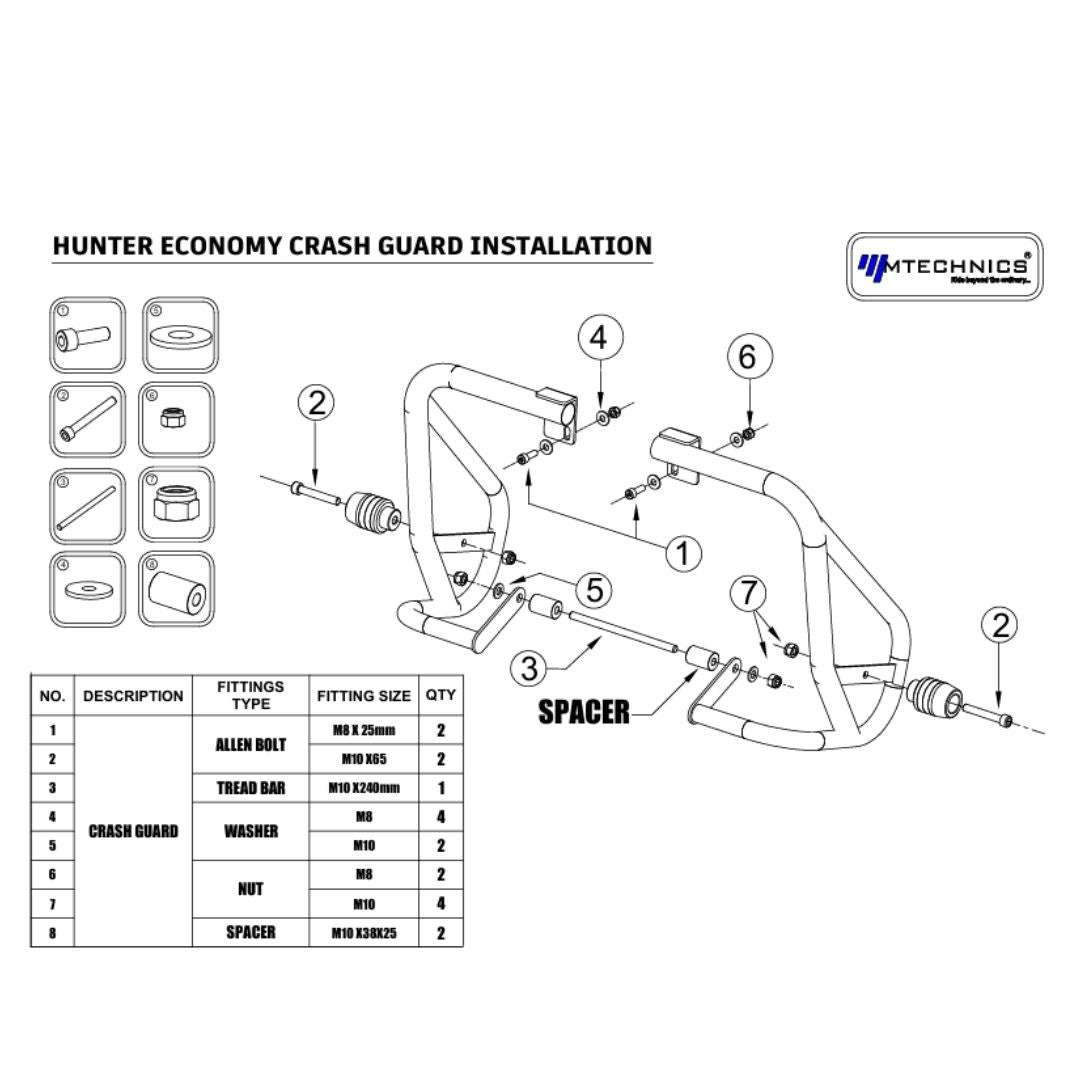 hunter 350 economy crash guard 