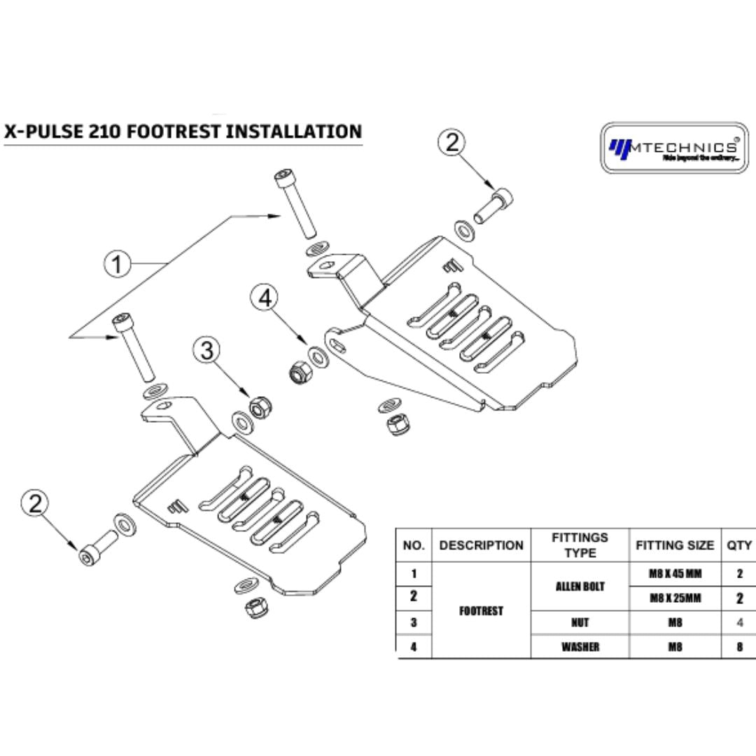 xpulse 210 footrest fitting instruction